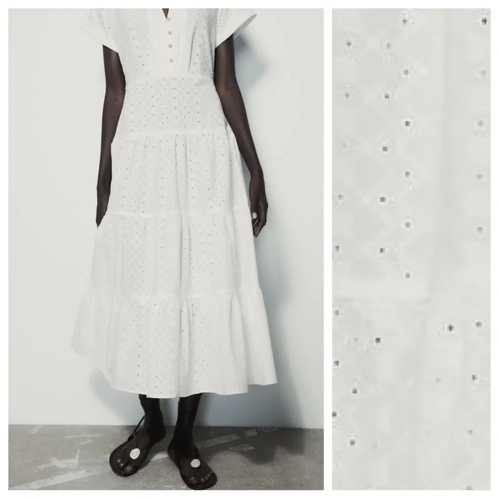 Zara White Eyelet Midi Dress - Picture 3 of 11
